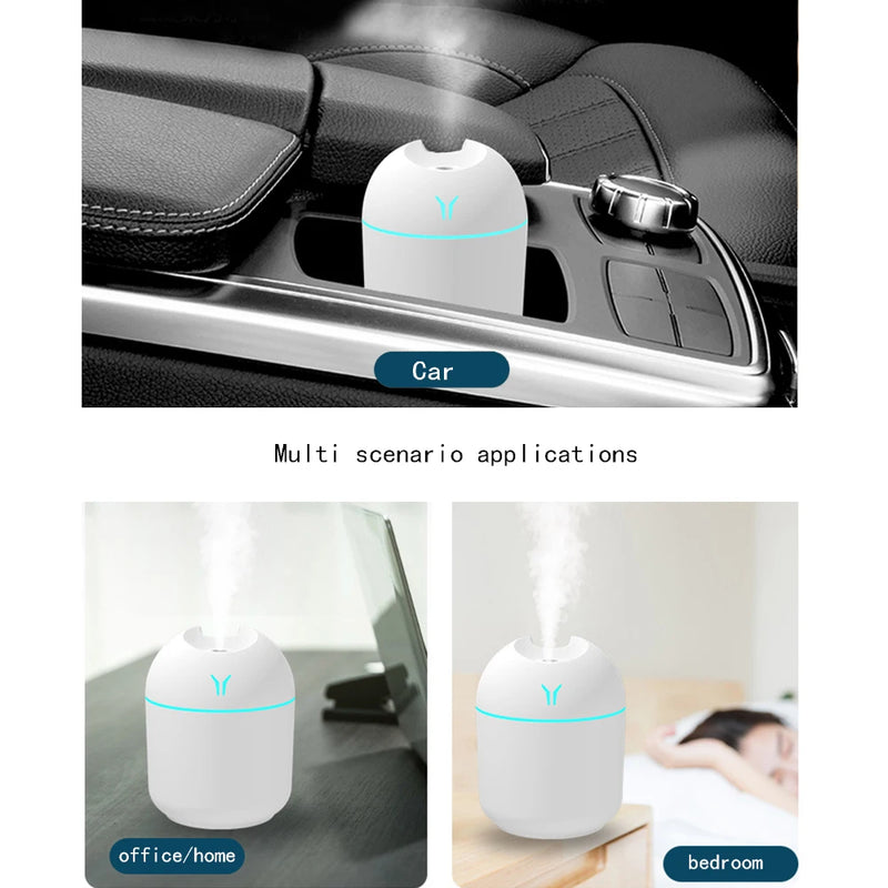 Mini umidificador - Purificador de Ar - USB - Lâmpada LED Aromaterapia Difusor Névoa Criado para Casa e Car